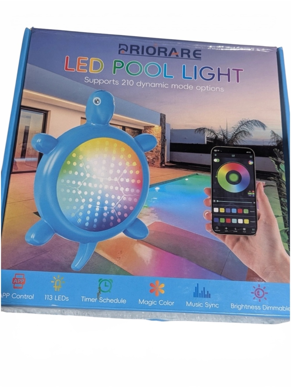 PRIORARE Bluetooth LED Pool
Light Turtle RGB Waterproof App
Control